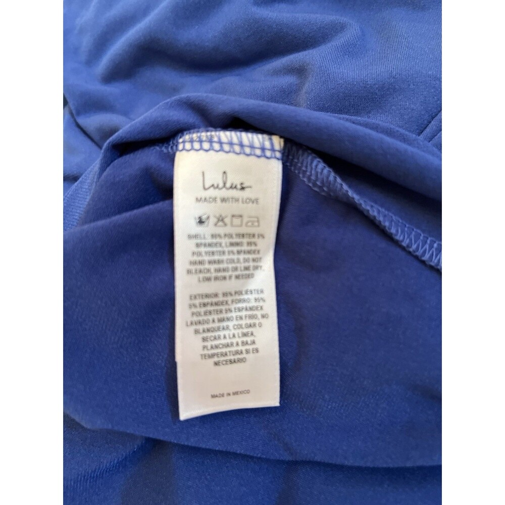 Lulus Amazing Presence Maxi Dress Blue Mesh Ruched Column Size M NWT - Picture 9 of 9